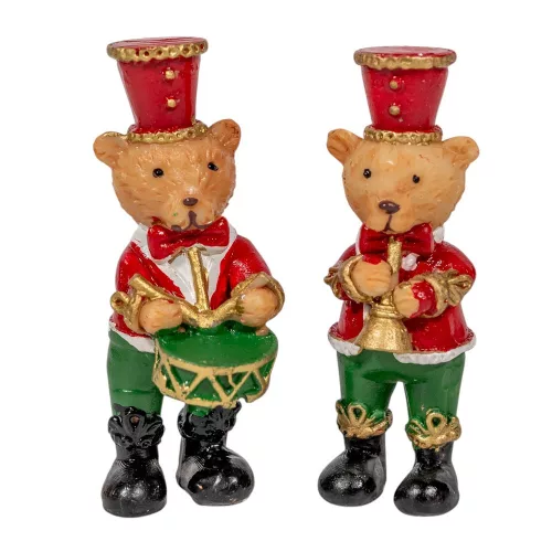 Diótörő maci poly piros-zöld M7cm 2db-os