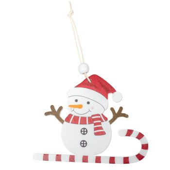 Hóember cukokabot szánkón akasztós 10cm