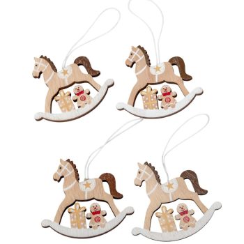 Hintaló fa akasztós 7,5cm 4db-os csomag