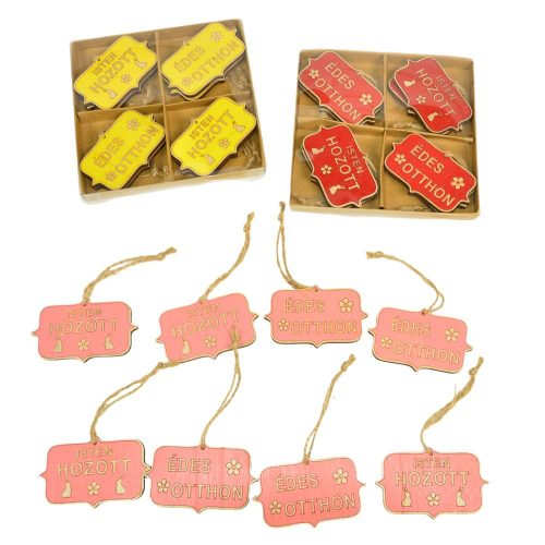 Akasztós Édes Otthon/Isten hozott feliratos tábla 8cm 8db-os