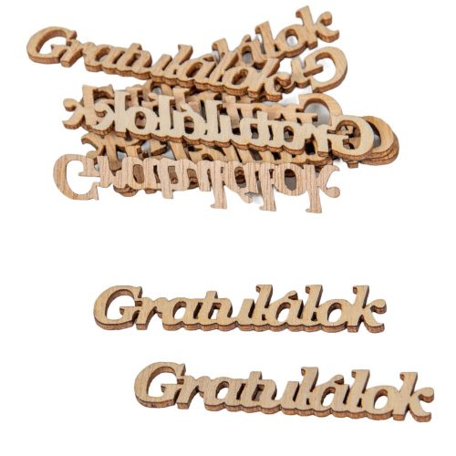 Gratulálok felirat fa natúr 6cm 10 db-os