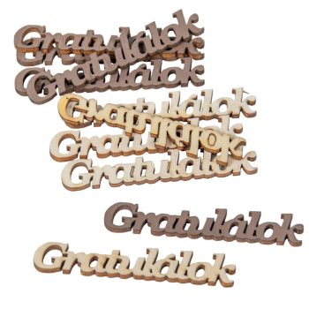 Gratulálok felirat fa barna-fehér 6cm 10db-os