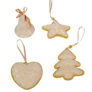 Textil akasztós karácsonyi dísz arany 7cm