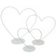 Fém szív talpas szett fehér M24-20-15cm 3db-os