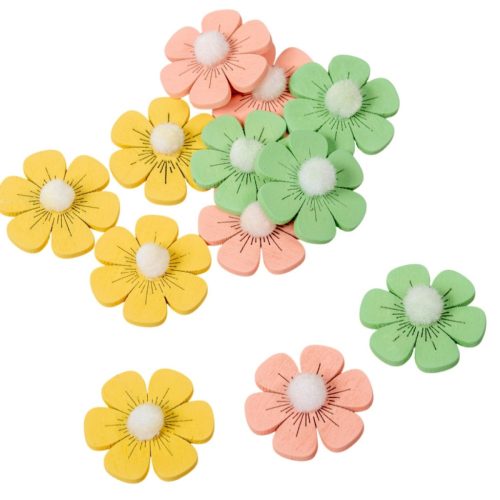 Virágfej fa filccel 3,5cm 12db-os