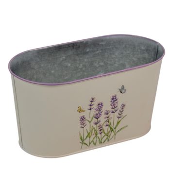 Bádog kaspó ovál levendulás M12x23cm