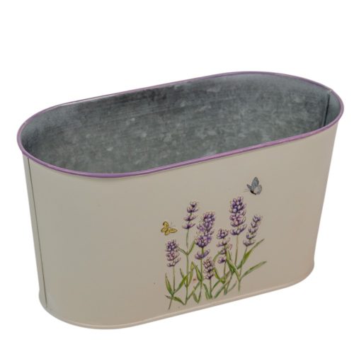 Bádog kaspó ovál levendulás M12x23cm