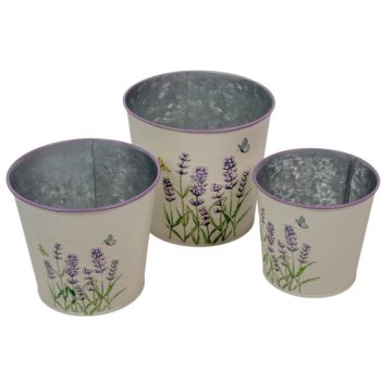 Bádog kaspó levendulás D14,5-13,5-11,5cm 3db-os 