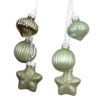 Üveg dísz zöld mix 4cm 3db-os