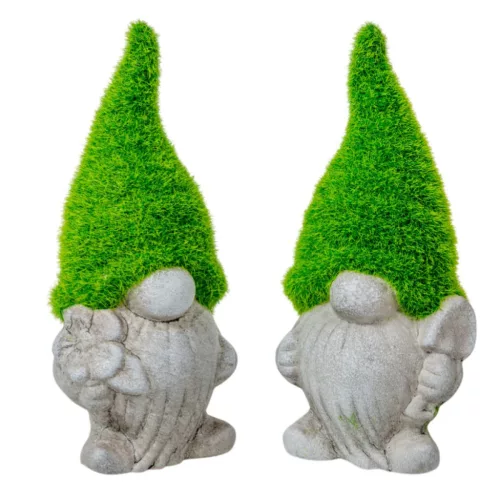 Törpe zöld flokkolt sapival kerámia M18cm