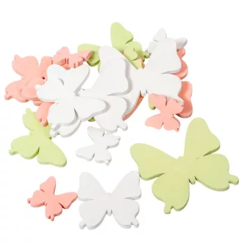 Pillangó fa rózsaszín-fehér-zöld 3-5-7cm 18db-os
