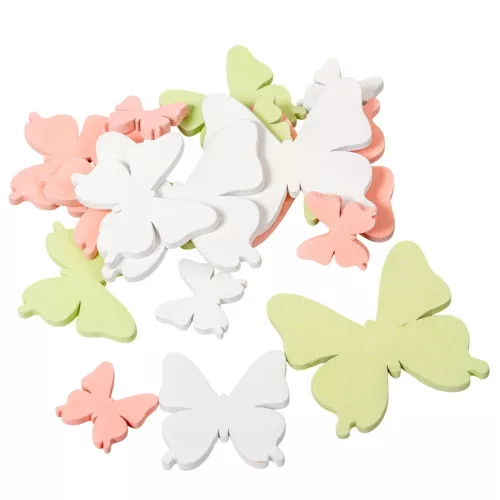 Pillangó fa rózsaszín-fehér-zöld 3-5-7cm 18db-os