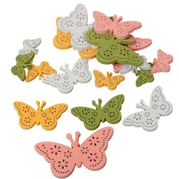 Fa pillangó fehér-sárga-zöld-pink 3,5-5,5-8cm18db-os