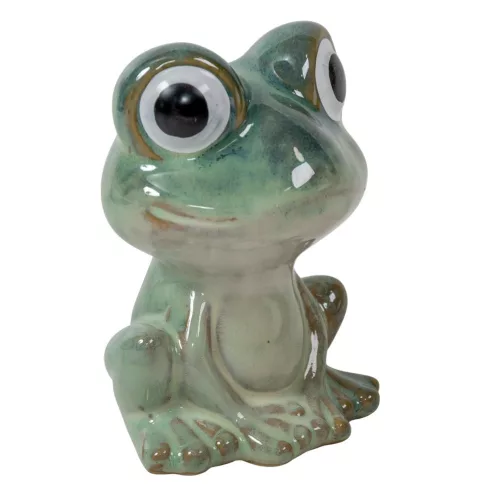 Béka fényes kerámia zöld 10cm