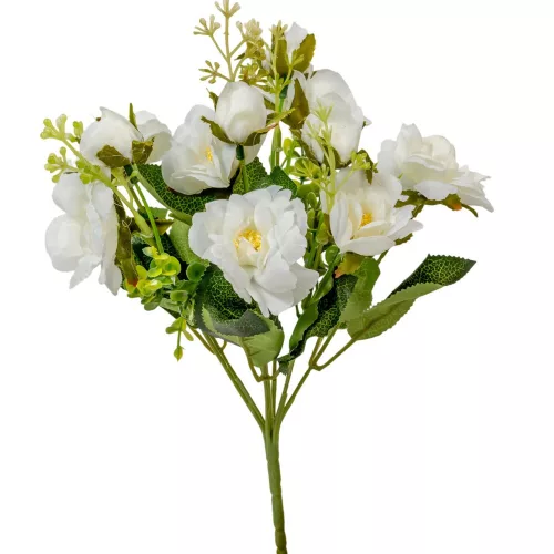 Rózsa csokor 7 virágos fehér 30cm