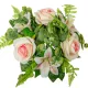 Rózsa,liliom koszorú krém-rózsaszín 22cm