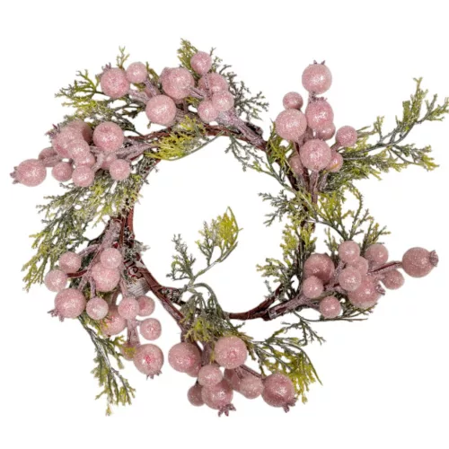 Glitteres bogyós koszorú D23cm