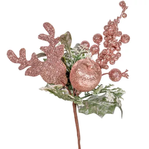 Glitteres almás, rénszarvasos pick 21cm