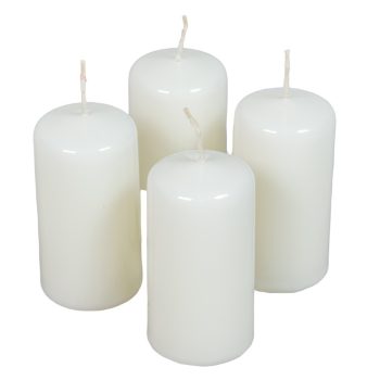 Lakkozott adventi gyertya 80x40mm fehér 4db/csom (db ár)