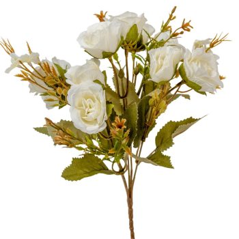 Rózsa csokor 10v. krém M28cm 48db/#