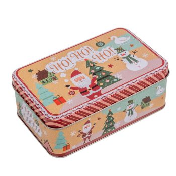 Doboz fém karácsonyi mintával 5,6x11x16cm