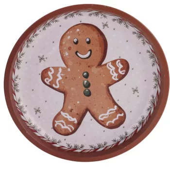 Mézeskalács mintás fém tálca D26cm