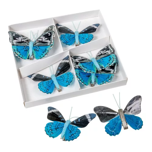 Pillangó csipeszes kék-fekete 8cm 8db-os
