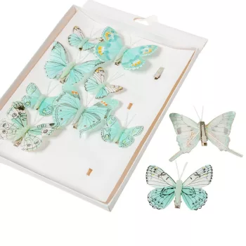 Pillangó csipeszes mix 5-8cm aqua 10db-os