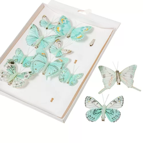 Pillangó csipeszes mix 5-8cm aqua 10db-os