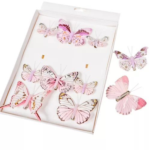 Pillangó csipeszes 5-8cm rózsaszín-lila mix 10db-os