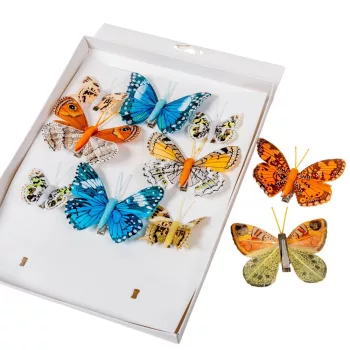 Pillangó csipeszes 5-8cm narancs-kék mix 10db-os