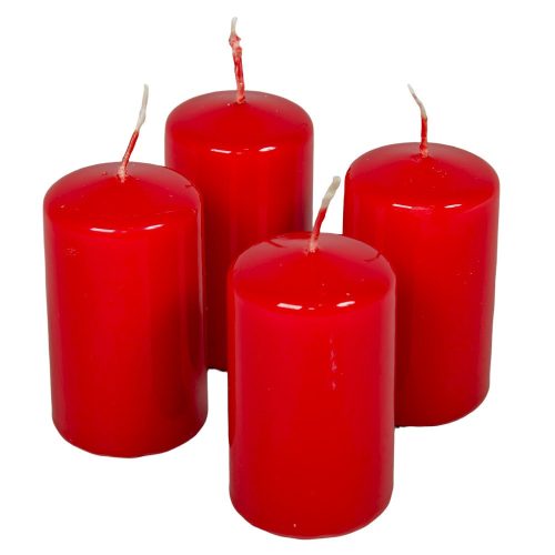 Lakkozott adventi gyertya 70x40mm piros 4db/csom (db ár)
