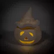 Halloween tök kalappal LED-es ker. fehér M9cm