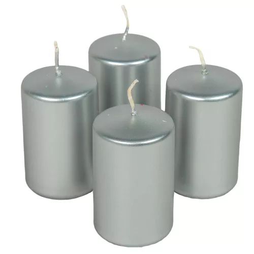 Metál adventi gyertya 80x50mm ezüst  4db/csom (db ár)