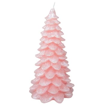 Fenyő gyertya rózsaszín 18cm