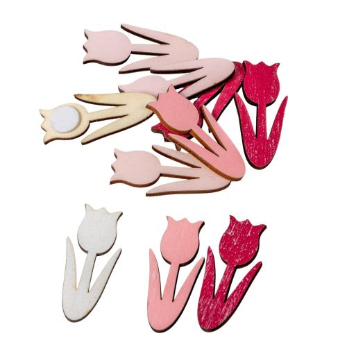 Tulipán fa rózsaszín-fehér-bordó 4cm 12db-os