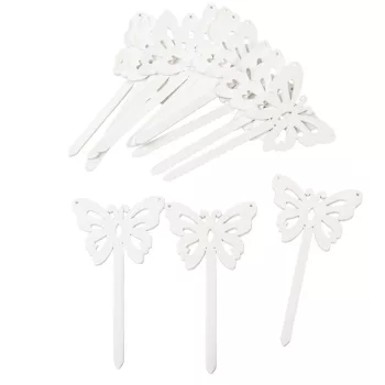 Pillangó leszúrós fa fehér 9cm 15db-os