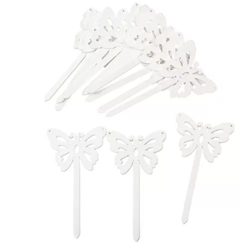 Pillangó leszúrós fa fehér 9cm 15db-os