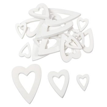 Szív fa fehér 3-5-7cm 20db-os