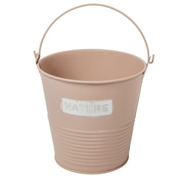 Fém kaspó nature felirattal rózsaszín D13cm M12,5cm