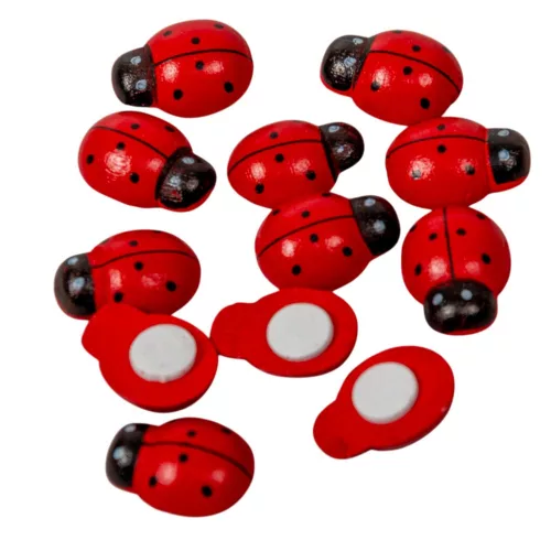 Katica bogár öntapadós fa 2,5cm 12db-os csomag