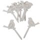 Madár pick fa fehér 10cm 10db-os