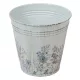 Fém kaspó virág mintás fehér-kék D15cm M15cm