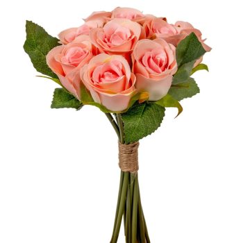 Rózsa köteg 10 virágos világosrózsaszín 25cm