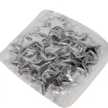 Csillag textil fényes ezüst 8cm 50db-os