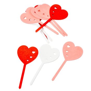 Szív pick fa mix 10,5cm 10db-os