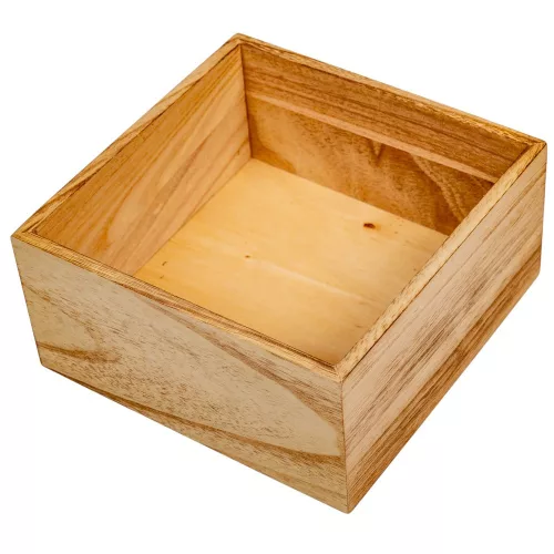 Doboz fa szögletes natúr M8x16x16cm