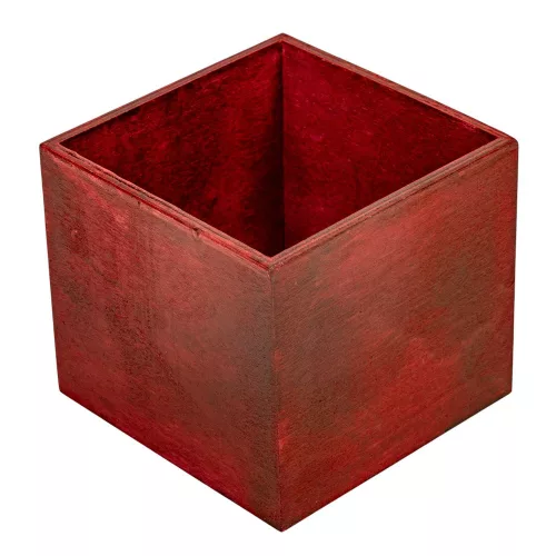 Fa doboz szögletes bordó M12x13x13cm