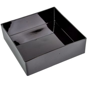   Négyzetes tál műanyag vastagfalú fényes fekete M6x20x20cm