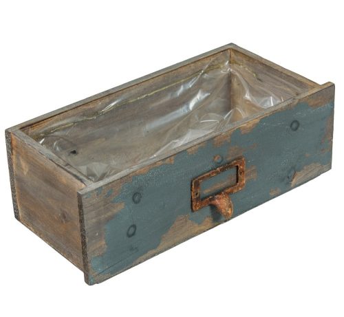 Fa fiók antik kék bélelt M9x27x15cm